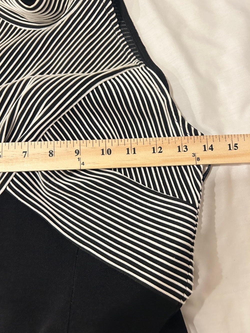 Tadashi Vintage 90’s Black & White Striped Halter Bodycon Sexy Mini Dress - Picture 8 of 9